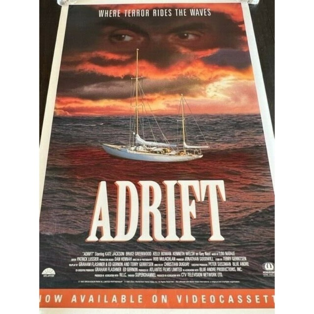 Movie Theater Cinema Poster vtg Lobby Card 1993 Adrift Terror Rides Waves Horror